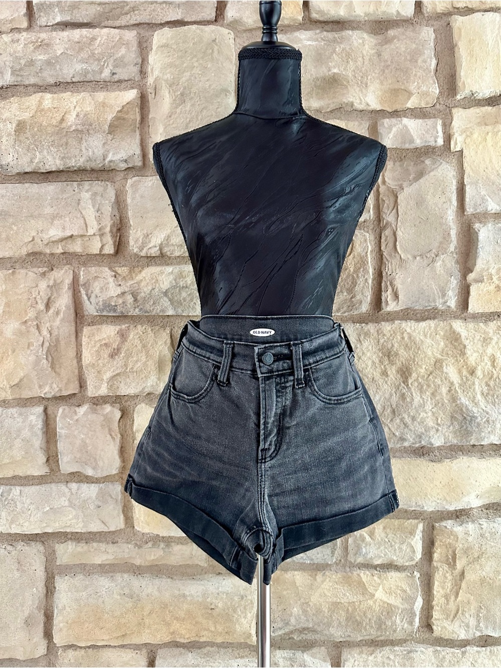 Old Navy Charcoal Black High-Rise Denim Shorts